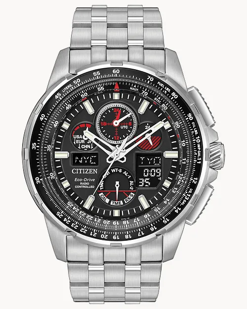 Promaster Skyhawk A T Black Dial Stainless Steel Bracelet JY8050 51E CITIZEN